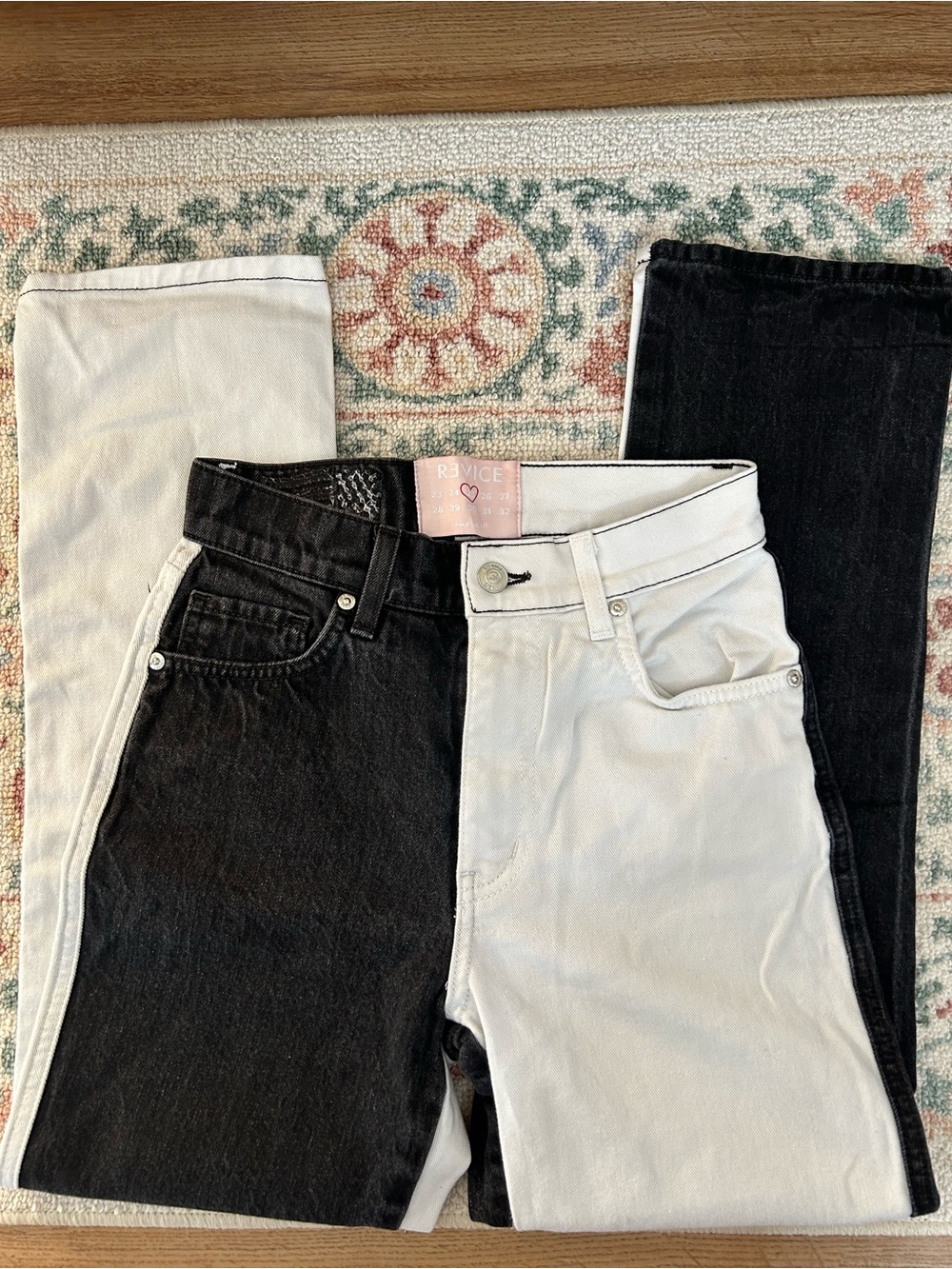 REVICE Black and White Two-Tone High-Rise Jeans